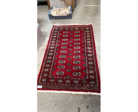  Sale Item:    SMALL RED RUG APPROX 59" X 36" (AF)  Vat Status:   No Vat   Buyers Premium:  This lot is subject to a Buyers P