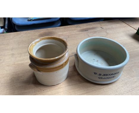  Sale Item:    STONEWARE JAR &amp; BOWL   Vat Status:   No Vat   Buyers Premium:  This lot is subject to a Buyers Premium of 