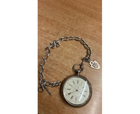  Sale Item:    SILVER POCKET WATCH &amp; CHAIN- J RICHARDSON COVENTRY (AF)  Vat Status:   No Vat   Buyers Premium:  This lot 