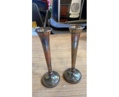  Sale Item:    2 SILVER SPILL VASES   Vat Status:   No Vat   Buyers Premium:  This lot is subject to a Buyers Premium of 15% 