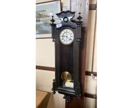  Sale Item:    EBONISED REGULATOR WALL CLOCK (AF)  Vat Status:   No Vat   Buyers Premium:  This lot is subject to a Buyers Pr
