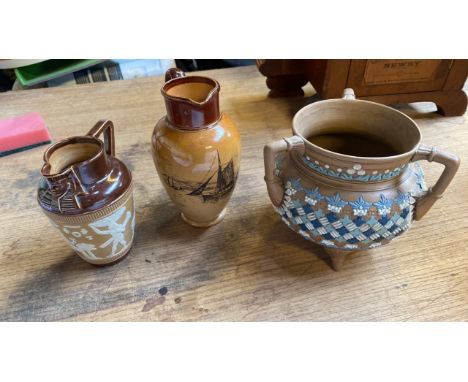  Sale Item:    3 PCS DOULTON-2 JUGS &amp; BOWL   Vat Status:   No Vat   Buyers Premium:  This lot is subject to a Buyers Prem
