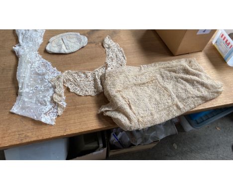  Sale Item:    BOX-BEADED PURSE &amp; LACE ETC (AF)   Vat Status:   No Vat   Buyers Premium:  This lot is subject to a Buyers