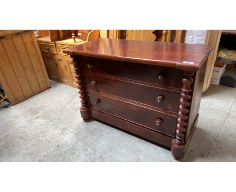  Sale Item:    MAHOG. 3 DRAWER CHEST DRAWERS   Vat Status:   No Vat   Buyers Premium:  This lot is subject to a Buyers Premiu