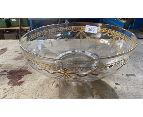  Sale Item:    19TH CENT. GLASS GILDED BOWL(AF)   Vat Status:   No Vat   Buyers Premium:  This lot is subject to a Buyers Pre