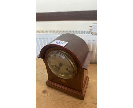 Sale Item:    INLAID WOODEN MANTLE CLOCK (AF)   Vat Status:   No Vat   Buyers Premium:  This lot is subject to a Buyers Prem
