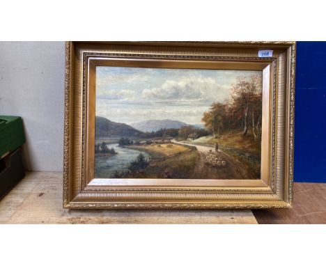  Sale Item:    OIL PAINTING ON CANVAS SHEPHERD &amp; FLOCK (AF)  Vat Status:   No Vat   Buyers Premium:  This lot is subject 
