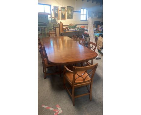  Sale Item:    REPRO DINING TABLE &amp; 8 CHAIRS- BEVAL FUNNEL (AF)  Vat Status:   No Vat   Buyers Premium:  This lot is subj