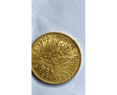  Sale Item:    WILHELM II KAISER 20 MARK GOLD COIN 1902  Vat Status:   No Vat   Buyers Premium:  This lot is subject to a Buy