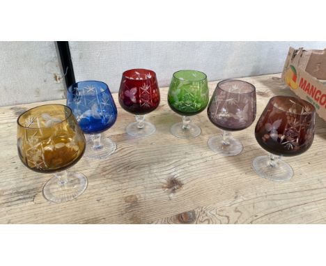  Sale Item:    6 BOHEMIAN BRANDY GLASSES-1 HAS SMALL CHIP (AF)  Vat Status:   No Vat   Buyers Premium:  This lot is subject t