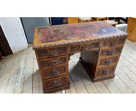  Sale Item:    OAK GREENMAN KNEE HOLE DESK (AF)   Vat Status:   No Vat   Buyers Premium:  This lot is subject to a Buyers Pre