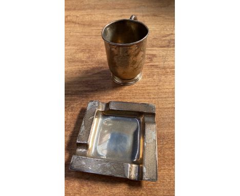  Sale Item:    BOX-SMALL SILVER TANKARD &amp; ASH TRAY  Vat Status:   No Vat   Buyers Premium:  This lot is subject to a Buye