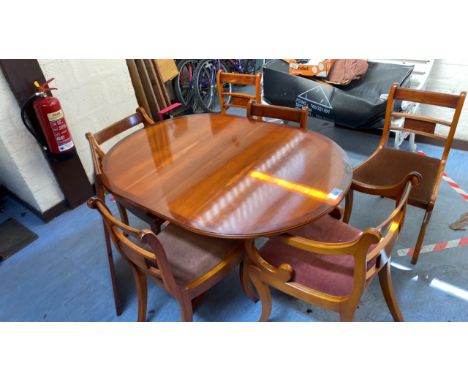  Sale Item:    REPRO YEW WOOD TABLE &amp; 6 CHAIRS   Vat Status:   No Vat   Buyers Premium:  This lot is subject to a Buyers 