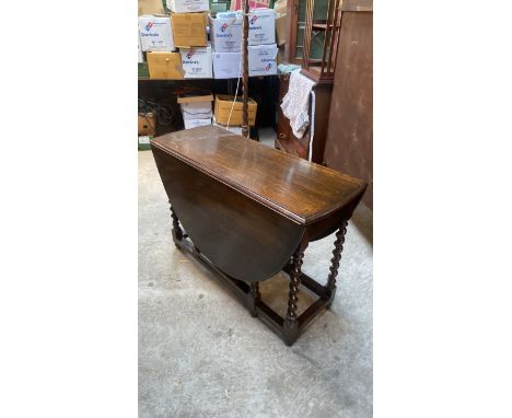  Sale Item:    OAK BARLEY TWIST DROP LEAF TABLE (AF)  Vat Status:   No Vat   Buyers Premium:  This lot is subject to a Buyers