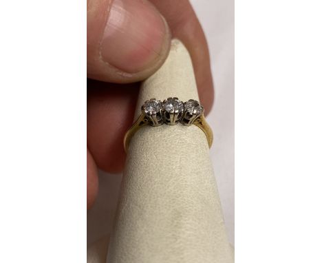  Sale Item:    18 CT GOLD 3 STONE DIAMOND RING   Vat Status:   No Vat   Buyers Premium:  This lot is subject to a Buyers Prem