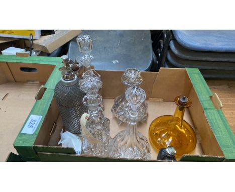  Sale Item:    BOX 5 DECANTERS SODA SYPHON &amp; HIP FLASK (AF)  Vat Status:   No Vat   Buyers Premium:  This lot is subject 