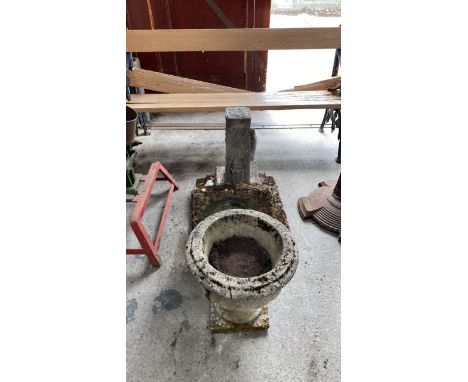  Sale Item:    CONCRETE BIRD BATH &amp; PLANTER(AF)   Vat Status:   No Vat   Buyers Premium:  This lot is subject to a Buyers