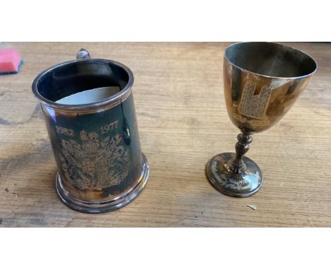  Sale Item:    SILVER COMMERATIVE TANKARD &amp; GOBLET  Vat Status:   No Vat   Buyers Premium:  This lot is subject to a Buye