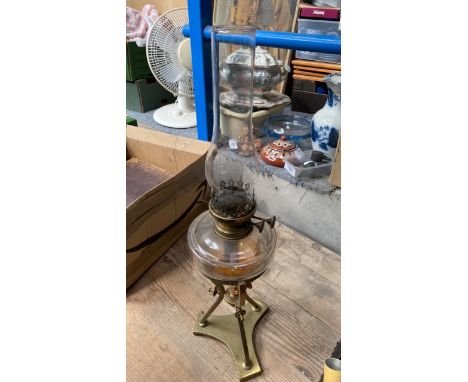  Sale Item:    BRASS OIL LAMP &amp; STAND   Vat Status:   No Vat   Buyers Premium:  This lot is subject to a Buyers Premium o