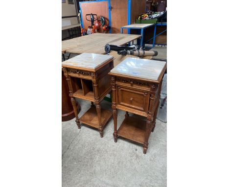  Sale Item:    PAIR FRENCH CARVED WALNUT BEDSIDE CABINETS (AF)  Vat Status:   No Vat   Buyers Premium:  This lot is subject t