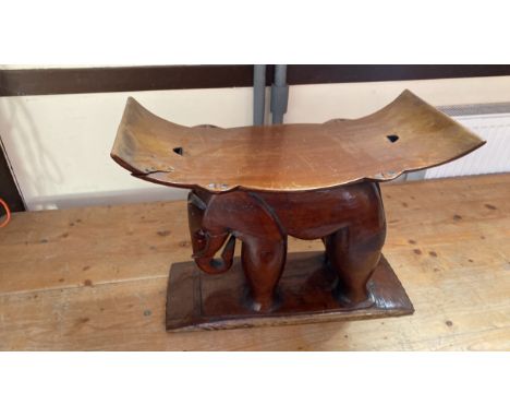  Sale Item:    SMALL CARVED ELEPHANT SEAT (AF)   Vat Status:   No Vat   Buyers Premium:  This lot is subject to a Buyers Prem