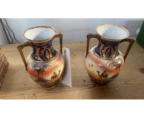  Sale Item:    2 NORITAKE CAMEL VASES (AF)   Vat Status:   No Vat   Buyers Premium:  This lot is subject to a Buyers Premium 