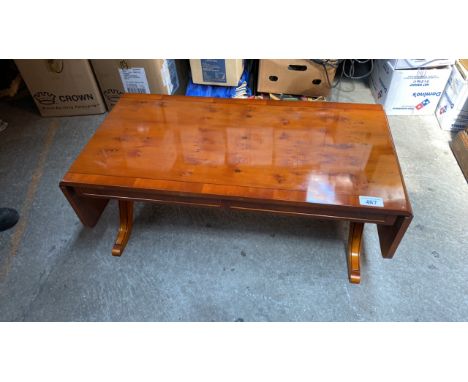  Sale Item:    REPRO YEW WOOD COFFEE TABLE (AF)   Vat Status:   No Vat   Buyers Premium:  This lot is subject to a Buyers Pre