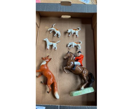  Sale Item:    BOX-BESWICK FOX+4 HUNTING DOGS &amp; HUNTSMAN ON HORSE (1 AF)  Vat Status:   No Vat   Buyers Premium:  This lo
