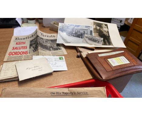  Sale Item:    BOX ASSORTED MEMORABILLIA  INCL. NEWSPAPER CUTTINGS LETTERS (AF)  Vat Status:   No Vat   Buyers Premium:  This
