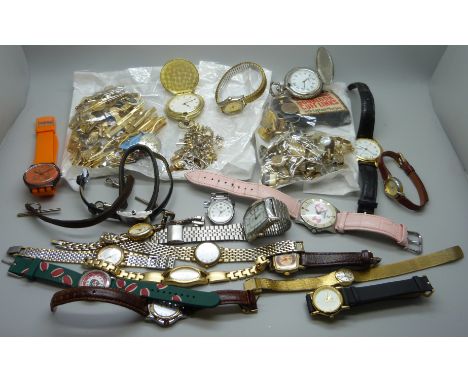 A collection of wristwatches, tie-pins, clips, cufflinks, etc.