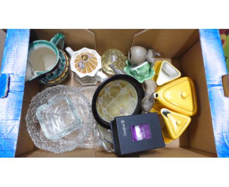 Mixed china and glass including Poole pottery birds, Orrefors candle holders, etc. **PLEASE NOTE THIS LOT IS NOT ELIGIBLE FOR