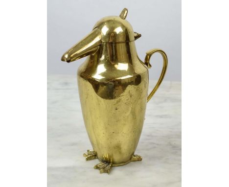 COCKTAIL SHAKER, Art Deco, modelled as a penguin, brass, 20cm H. 