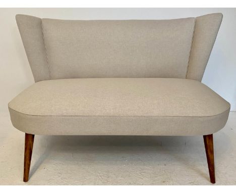 SOFA, 125cm W, 1960's Danish style, neutral upholstery. 