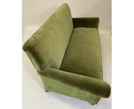SOFA, Edwardian moss green velvet upholstered with out swept arms, 190cm W. 