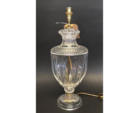 VAUGHAN GLASS URN TABLE LAMP, 46cm H. 