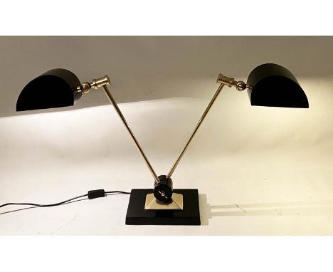 DESK LAMP, 55cm x 65cm x 16cm, gilt and black metal, 2 branch. 