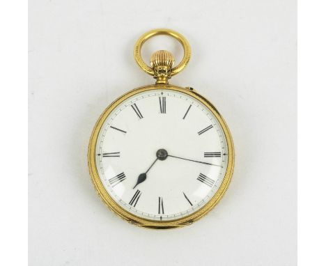 VICTORIAN 18CT GOLD LADIES POCKET WATCH, Chester 1886, inscribed George Davis, Halifax, white dial and Roman numerals, inscri