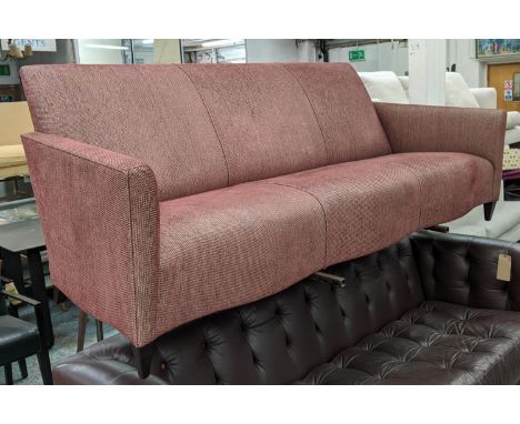 SOFA, 87cm D x 88cm H x 217cm W, with a serpentine front. 
