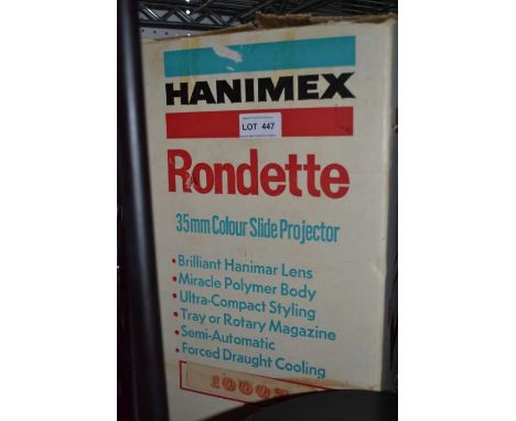 A "Hanimex Rondette" slide projector in original box