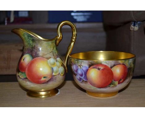 Royal Worcester hand painted jug signed Schwarz and a bowl signed indistinctly / Condition; No obvious faults, minor dusting 