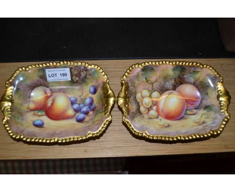 Two hand painted Royal Worcester dishes one by Sibley-Lewis one by Melford - Condition; Sibley Lewis plate – peaches – small 