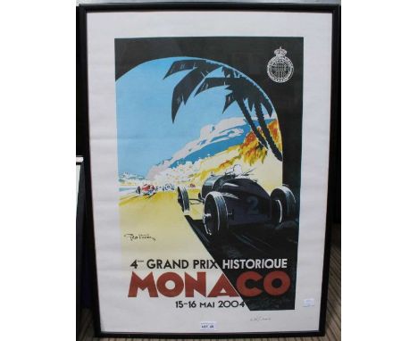 Limited edition print (816/1000) poster advertising the Monaco 4th historic&nbsp; Gran Prix 2004