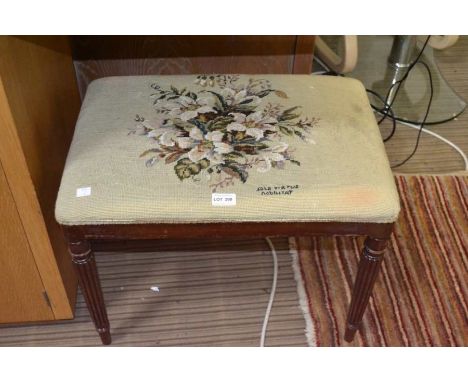 Regency design mahogany tapestry topped stool