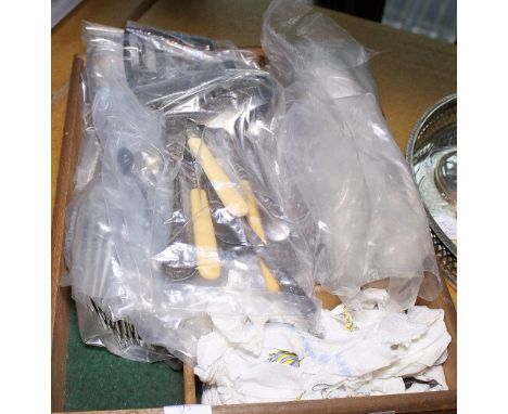 Box of mixed silver plated flatware