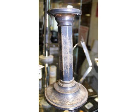 Hallmarked weighted silver candlestick A/F, Birmingham 1916, H ~ 15cm