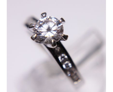 Sterling silver CZ solitaire ring