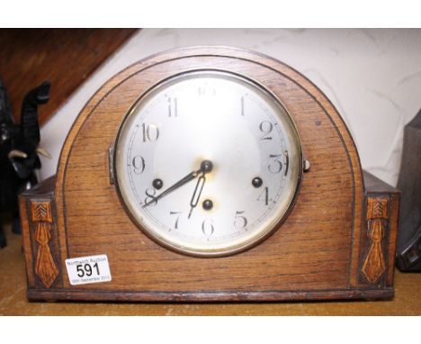 Westminster chime oak mantel clock 