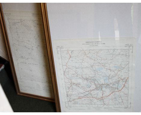 Two framed and glazed Ordnance Survey maps of Cheshire 