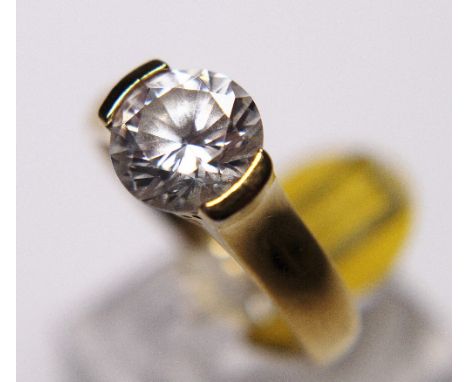 Sterling silver gold plated large solitaire ring