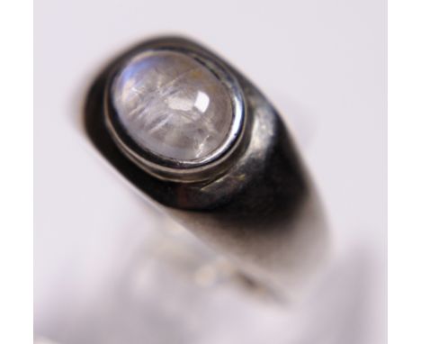 Sterling silver heavy set moodstone ring